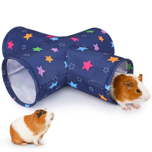 Bienbee Meerschweinchentunnel, 4-Wege-Meerschweinchen-Versteck für Kaninchen, Hamster, Chinchilla, Frettchen, Kaninchen, Meerschweinchen, Zubehör, Sterne von Bienbee