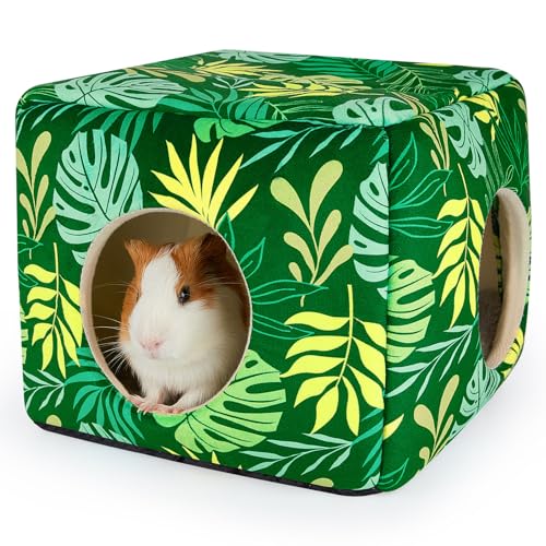 Bienbee Meerschweinchenversteck Waschbares Meerschweinchenhaus, gemütliches Meerschweinchenbett für kleine Haustiere, Hasen, Hamster, Chinchilla, Meerschweinchen, Zubehör, grünes Blatt von Bienbee