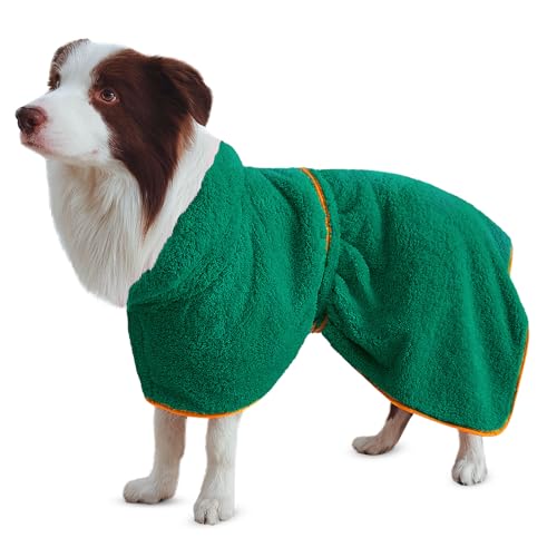 Bienbee Weicher Hundebademantel, super saugfähig und schnell trocknend, mit Kapuze, gemütlicher Trockenmantel für nach dem Baden, Grün, Größe XL Bienbee Weicher Hundebademantel, super saugfähig und schnell trocknend, mit Kapuze, gemütlicher Trockenmantel für nach dem Baden, Grün, Größe XL von Bienbee