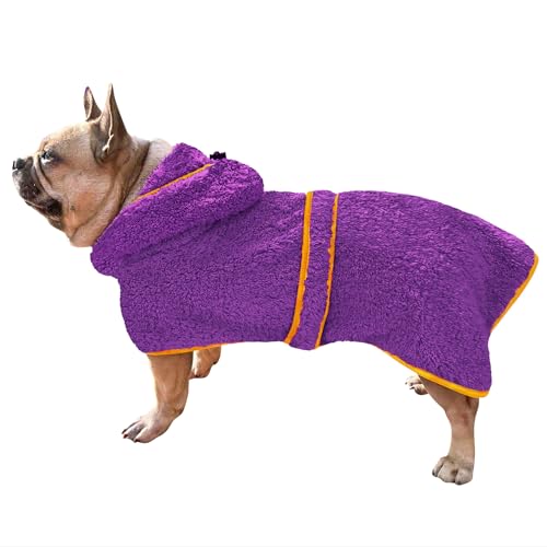 Bienbee Weicher Hundebademantel, super saugfähig und schnell trocknend, mit Kapuze, gemütlicher Trockenmantel für nach dem Baden, Lila, Größe M Bienbee Weicher Hundebademantel, super saugfähig und schnell trocknend, mit Kapuze, gemütlicher Trockenmantel für nach dem Baden, Lila, Größe M von Bienbee