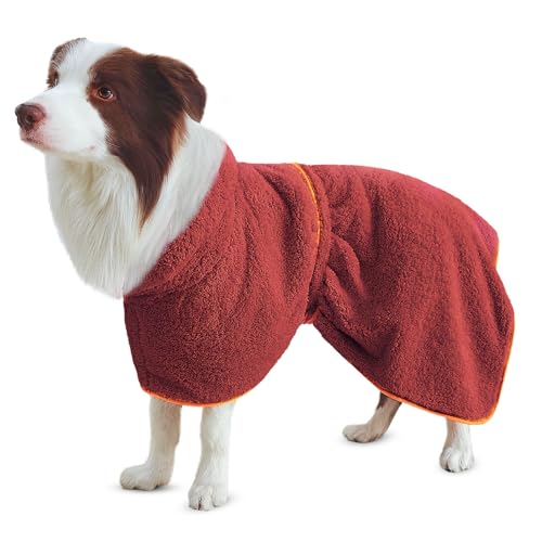 Bienbee Weicher Hundebademantel, super saugfähig und schnell trocknend, mit Kapuze, gemütlicher Trockenmantel für nach dem Baden, Rot, Größe XL Bienbee Weicher Hundebademantel, super saugfähig und schnell trocknend, mit Kapuze, gemütlicher Trockenmantel für nach dem Baden, Rot, Größe XL von Bienbee