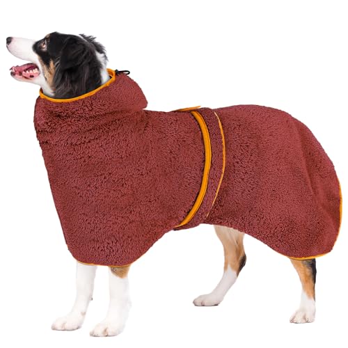Bienbee Weicher Hundebademantel, super saugfähig und schnell trocknend, mit Kapuze, gemütlicher Trockenmantel für nach dem Baden, Rot, Größe XXL Bienbee Weicher Hundebademantel, super saugfähig und schnell trocknend, mit Kapuze, gemütlicher Trockenmantel für nach dem Baden, Rot, Größe XXL von Bienbee