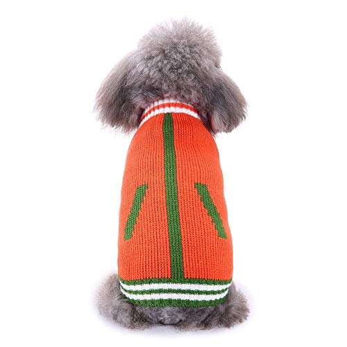 Bienwwow Hundepullover, warm, Winterkleidung, weicher Mantel für kleine und mittelgroße Hunde, Größe XL, MYD82 Orange von Bienwwow