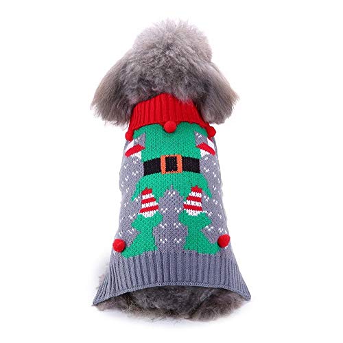 Bienwwow Hundepullover, warmer Pullover, Welpenpullover, Winterkleidung, weicher Mantel für kleine und mittelgroße Hunde, Größe L, MYD75Grey von Bienwwow