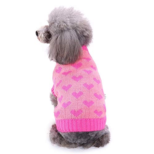 Bienwwow Hundepullover, warmer Pullover, Welpenpullover, Winterkleidung, weicher Mantel für kleine und mittelgroße Hunde, Größe L, MYD83Pink von Bienwwow