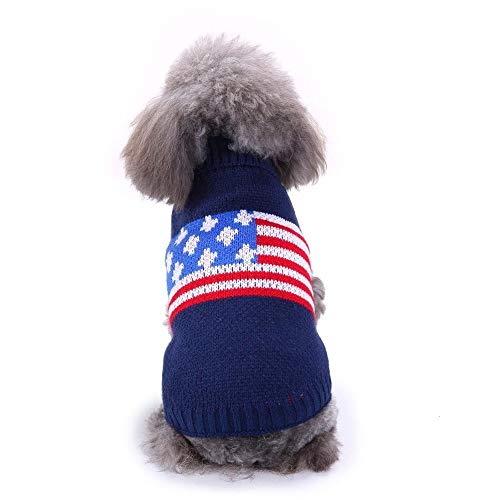 Bienwwow Hundepullover, warmer Pullover, Welpenpullover, Winterkleidung, weicher Mantel für kleine und mittelgroße Hunde, Größe L, MYD86Blue von Bienwwow