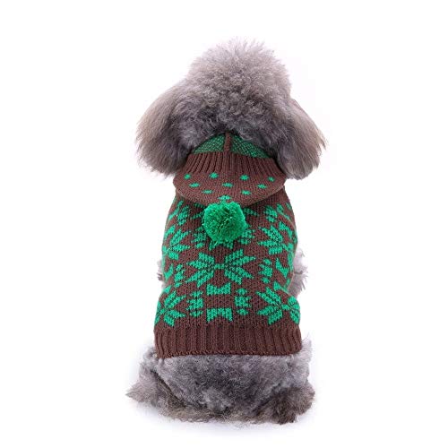 Bienwwow Hundepullover, warmer Pullover, Welpenpullover, Winterkleidung, weicher Mantel für kleine und mittelgroße Hunde, Größe M, MYD80Green von Bienwwow