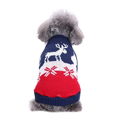 Bienwwow Hundepullover, warmer Pullover, Welpenpullover, Winterkleidung, weicher Mantel für kleine und mittelgroße Hunde, Größe M, MYD88Blue von Bienwwow