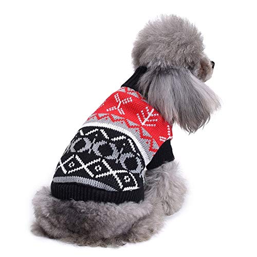 Bienwwow Hundepullover, warmer Pullover, Welpenpullover, Winterkleidung, weicher Mantel für kleine und mittelgroße Hunde, Größe M, MYD90BLACK von Bienwwow