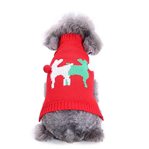 Bienwwow Hundepullover, warmer Pullover, Welpenpullover, Winterkleidung, weicher Mantel für kleine und mittelgroße Hunde, Größe M, MYD92Red von Bienwwow