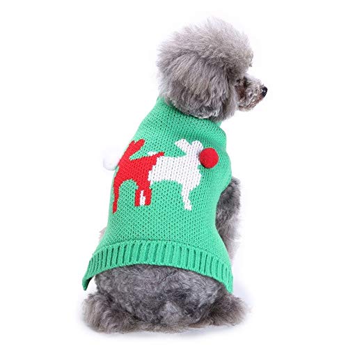 Bienwwow Hundepullover, warmer Pullover, Welpenpullover, Winterkleidung, weicher Mantel für kleine und mittelgroße Hunde, Größe M, MYD93Green von Bienwwow