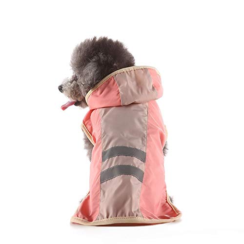 Bienwwow Hunderegenmantel mit Kapuze, ultraleicht, atmungsaktiv, 100% wasserdicht, Regenjacke für mittelgroße und große Hunde, Größe L, YY26 Pink von Bienwwow