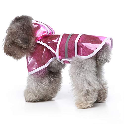 Bienwwow Hunderegenmantel mit Kapuze, ultraleicht, atmungsaktiv, 100% wasserdicht, Regenjacke für mittelgroße und große Hunde (XL, YY30Red) von Bienwwow