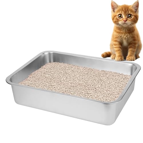 Edelstahl-Katzentoilette für große Katzen, kleine Edelstahl-Katzentoilette, große Metall-Katzentoilette, leicht zu reinigen. 44,5 cm L x 34,5 cm B x 10,4 cm H. Edelstahl-Katzentoilette für große Katzen, kleine Edelstahl-Katzentoilette, große Metall-Katzentoilette, leicht zu reinigen. 44,5 cm L x 34,5 cm B x 10,4 cm H. von BierBear