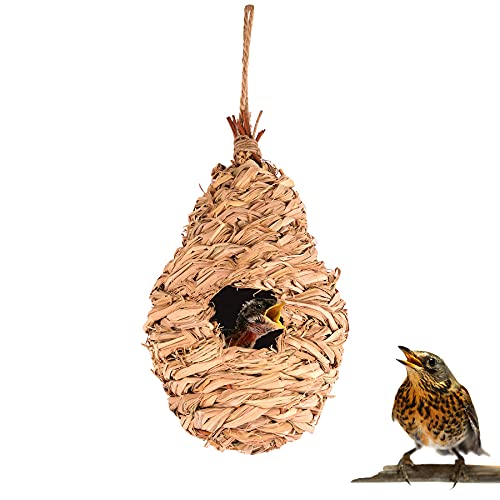 BigDean Nisttasche Vogelnest gewebt 27 x 12 cm - 100% Naturprodukt - für Vögel wie Kohlmeisen, Spatz, Rotkehlchen, Zebrafinken - Nistkasten Vogel Unterschlupf von BigDean