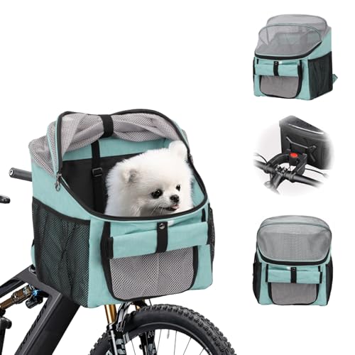BigKing Fahrradtasche für Haustiere, Fahrradkorb vorne für Hunde, Faltbarer Fahrradkorb, geeignet für Outdoor-Reiten und Camping mit Haustieren (Blau) von BigKing