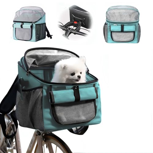 BigKing Fahrradtasche für Haustiere, Fahrradkorb vorne für Hunde, Faltbarer Fahrradkorb, geeignet für Outdoor-Reiten und Camping mit Haustieren (Blau) von BigKing