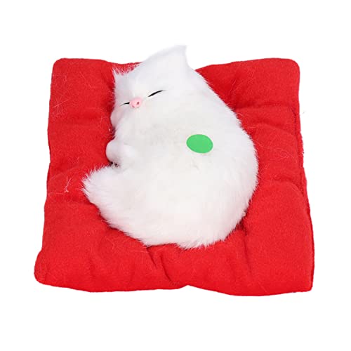 BigKing Schlafendes Katzenspielzeug, gefälschte Katzen,schlafendes Kätzchen, Puppenspielzeug, Simulation, schlafende Katze auf Pad, interaktives Haustierspielzeug mit Sound-Aktivkohle(Weiße Katze) von BigKing