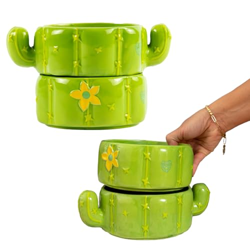 BigMouth Kaktus Futternapf - Niedliches Keramik-Futter- & Wassernapf-Set für Katzen & Hunde mit herausnehmbarem, spülmaschinenfestem Edelstahleinsatz - 2er Set BigMouth Kaktus Futternapf - Niedliches Keramik-Futter- & Wassernapf-Set für Katzen & Hunde mit herausnehmbarem, spülmaschinenfestem Edelstahleinsatz - 2er Set von BigMouth