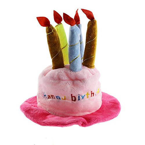 Hund Geburtstag Hut mit Kuchen Kerzen Design Party Kostüm Zubehör Headwear (Eine Größe passt meistens) (Rosa) von BigTron
