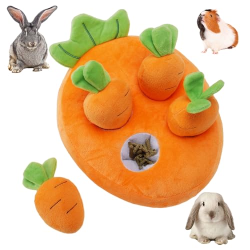 Biggun Bunny Toys Schnüffelmatte - Karotte Plüschtier für Kaninchen, Futtersuche für kleine Haustiertiere - Orange von Biggun