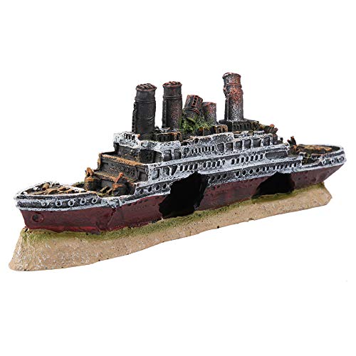 BigKing Aquarium Bootsschiff, Titanic Lost Wrecked Boat Schiff Aquarium Dekoration Ornament Wrack Ornamente von BigKing