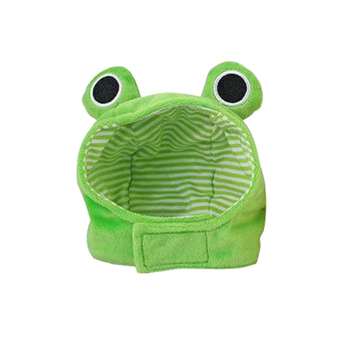Atmungsaktiver Haustierhut mit Froschauge, verstellbar, mit Verschlussband für kleine Haustiere, weich, atmungsaktiv, Froschaugen-Design für Hund, Katze, Cosplay, Partys, Grün, Größe S von Bigougem