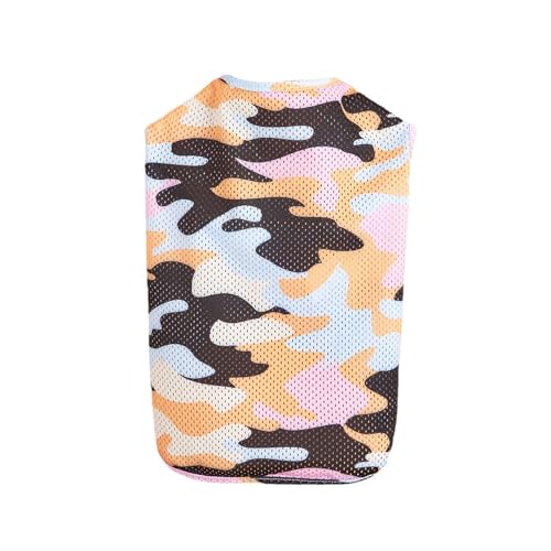 Bigougem Hundekleidung, ärmellos, Haustier-Shirt, Rundhalsausschnitt, ärmellos, Camouflage, Haustier-Shirt, weich, bequem, atmungsaktiv, Hundeweste, Haustierbedarf, Gelb, M von Bigougem