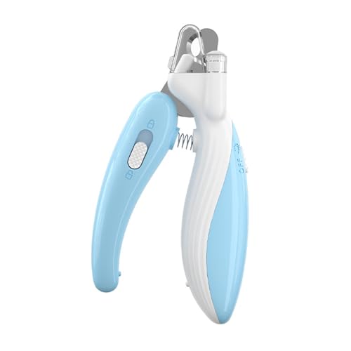 Bigougem Sanftes Haustier-Nageltrimmwerkzeug, beleuchteter Haarschneider mit integriertem LED-Licht, Sicherheitsschutz, Schermaschine für verbesserte Sichtbarkeit, Trimmer, Fellpflege von Hunden, Blau von Bigougem