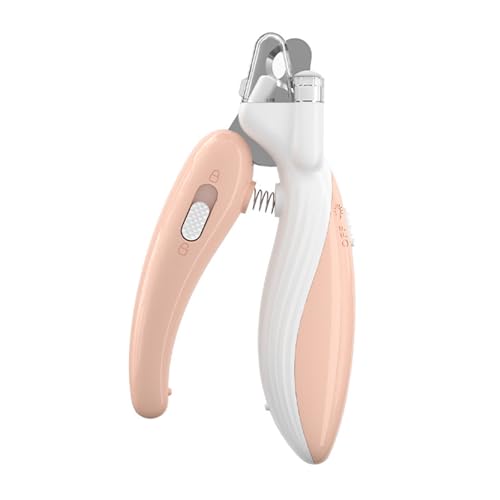 Bigougem Sanftes Haustier-Nageltrimmwerkzeug, beleuchteter Haarschneider mit integriertem LED-Licht, Sicherheitsschutz, Schermaschine für verbesserte Sichtbarkeit, Trimmer, Fellpflege von Hunden, Rosa von Bigougem