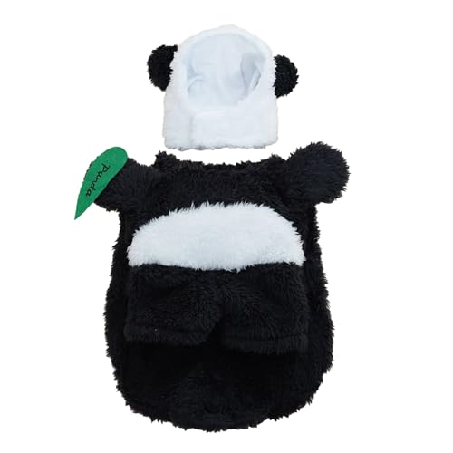 Haustier-Einteiler, Panda-Kopfbedeckung für Haustiere, Tiermotiv, Panda, Haustierkostüm mit Hut, niedliches Verkleiden für Halloween, Winter, 2-beinig, warme Haustierkleidung, Größe L von Bigougem