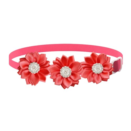 Haustierzubehör, weiches Haustierhalsband, verstellbar, Blumenmuster, Strass, Haustierhalsband für Katzen, Hunde, modisch, leicht, Haustierzubehör, Rot Haustierzubehör, weiches Haustierhalsband, verstellbar, Blumenmuster, Strass, Haustierhalsband für Katzen, Hunde, modisch, leicht, Haustierzubehör, Rot von Bigougem