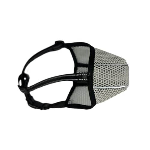 Hunde-Mundschutz, Schnalle, verstellbar, atmungsaktiv, Netzstoff, Haustierabdeckung für Beißkontrolle, Fellpflege, Größe bequem, langlebig, Grau, XL Hunde-Mundschutz, Schnalle, verstellbar, atmungsaktiv, Netzstoff, Haustierabdeckung für Beißkontrolle, Fellpflege, Größe bequem, langlebig, Grau, XL von Bigougem