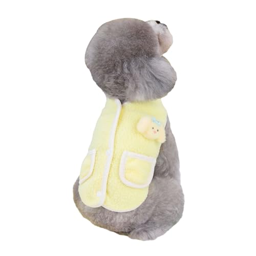 Katzenweste für den Innenbereich, Haustierweste, Knopf-Design, modischer Hundepullover, bequem, warm, Korallen-Fleece, Katzenbekleidung, Haustierbedarf, Gelb, Größe L Katzenweste für den Innenbereich, Haustierweste, Knopf-Design, modischer Hundepullover, bequem, warm, Korallen-Fleece, Katzenbekleidung, Haustierbedarf, Gelb, Größe L von Bigougem