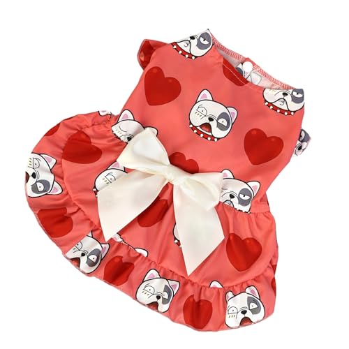 Sommer-Hundekleid, Prinzessinnenkleid, Haustierkleid, bequemes Katzenkleid mit charmanter Schleife, Dekoration, Cartoon-Druck, Hunde-Prinzessinnen-Rock, Haustierbedarf, Rot, Größe XL Sommer-Hundekleid, Prinzessinnenkleid, Haustierkleid, bequemes Katzenkleid mit charmanter Schleife, Dekoration, Cartoon-Druck, Hunde-Prinzessinnen-Rock, Haustierbedarf, Rot, Größe XL von Bigougem
