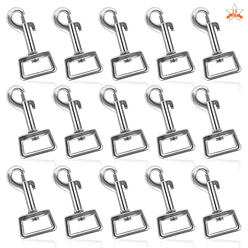 15 Stücke Karabinerhaken mit Drehgelenk, Bolzenkarabiner Hundeleine Schnappkarabiner Scherenkarabiner Wirbelkarabiner Wirbelauge Schnapphaken für Hundehalsband Paracord 360° Gedreht 65mm Silber von Bigxin