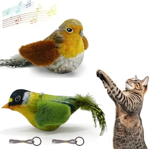 2 x flatternde Vogel-Katzenspielzeug, simulierender Zwitscher-Vogel, interaktives Zwitscher-Vogel-Katzenspielzeug, Katzenspielzeug, flatternde Vögel, Spielzeug für Katzen, Katzenspielzeug, fliegender 2 x flatternde Vogel-Katzenspielzeug, simulierender Zwitscher-Vogel, interaktives Zwitscher-Vogel-Katzenspielzeug, Katzenspielzeug, flatternde Vögel, Spielzeug für Katzen, Katzenspielzeug, fliegender von BigyQiu