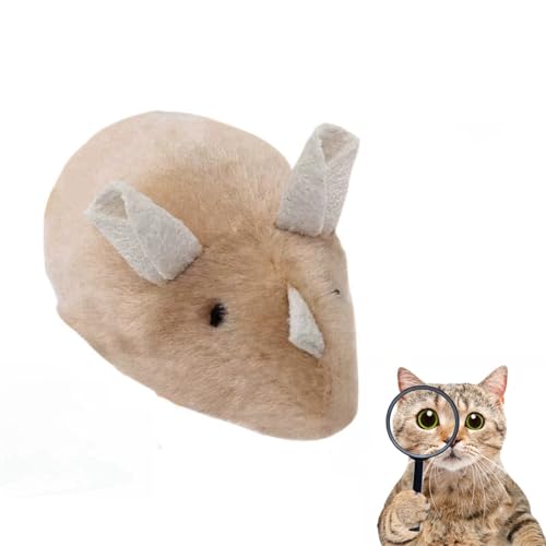 BigyQiu Katzenspielzeug für Indoor-Katzen, quietschende Maus, Kätzchenspielzeug (Braun, 1) von BigyQiu