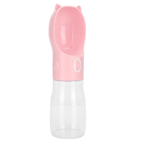 Biitfuu Hundetrinkflasche, Einstellbare Wassergeschwindigkeit, Tragbarer Wasserspender für Haustiere, Einfache Reinigung, Auslaufsicher, Schlüsselbedienung, 380 Ml für Unterwegs (Rosa S) von Biitfuu