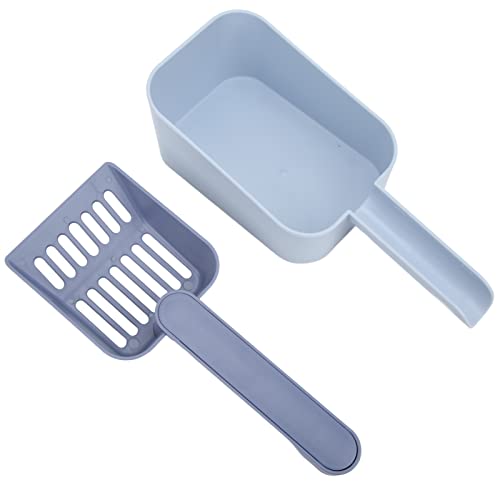 Biitfuu Katzenstreu-Schaufel, Kunststoff-Katzenstreu-Schaufel, Zwei Zwecke, Ergonomisches Design Zur Reinigung (blau - verpackt) von Biitfuu