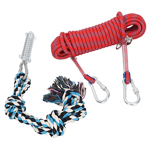 Biitfuu Spring Pole Hundeseilspielzeug, Rostschutz, Einfach zu Verwendendes Muskelaufbau-Hunde-Bungee-Seil für Hunde Aller Größen (Rot) von Biitfuu