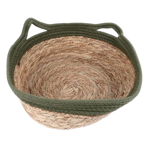 Biitfuu Stroh-Katzennest, Ultimative Matte, Bettkratzer, Erfrischend für den Sommer, Hergestellt mit Heimtierbedarf, Werten Sie Ihr Haustierbett, Rundes Zimmerbett, (Korb aus Grün und von Biitfuu