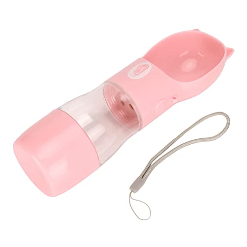 Biitfuu Wasserflasche für Hunde, Tragbarer Wasserspender für Hunde, Passend Zum Lanyard, Auslaufsicher, Angemessene Flaschenkrümmung Zum Gehen (Rosa) von Biitfuu