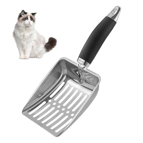 Katzenstreuschaufel, Katzenstreu-Schaufel aus Aluminiumlegierung, Katzenschaufel für Katzenklo, Katzenstreuschaufel Metall mit Handlichem Griff, für Katzenklo, Silber (1 Stück) von Biliant