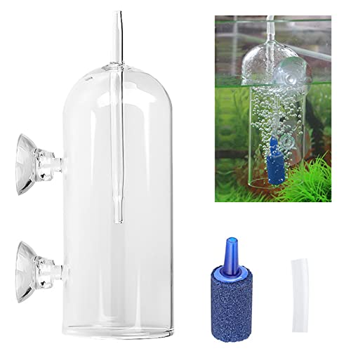 Bilindasly Aquarium Luftsauerstoff Bubbler Glasbecher CO2 Diffusor Luftbelüfter Sauerstoffgerät mit Wasserschlauch Sauger Luftstein Hochgelöster Sauerstoff für Aquarium von Bilindasly
