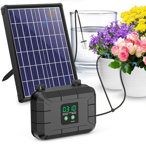 Biling Solar Bewässerungssystem Balkon, 7,5W 15M Automatische Bewässerung für Pflanzen im Urlaub mit Timer, Solar Tropfbewässerung für Garten Gewächshaus Blumen, Eitersparnis und Umweltbonus Biling Solar Bewässerungssystem Balkon, 7,5W 15M Automatische Bewässerung für Pflanzen im Urlaub mit Timer, Solar Tropfbewässerung für Garten Gewächshaus Blumen, Eitersparnis und Umweltbonus von Biling