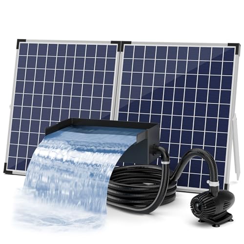 Biling Solar Wasserfall Teich Garten Wasserfall Komplettset, 20cm Edelstahl Solar Pool Wasserfall Teich Wasserfall mit 2100 l/h Pumpe, Wasserfall Bachlauf für Garten Wasserspiel Terrasse Wasserwand Biling Solar Wasserfall Teich Garten Wasserfall Komplettset, 20cm Edelstahl Solar Pool Wasserfall Teich Wasserfall mit 2100 l/h Pumpe, Wasserfall Bachlauf für Garten Wasserspiel Terrasse Wasserwand von Biling