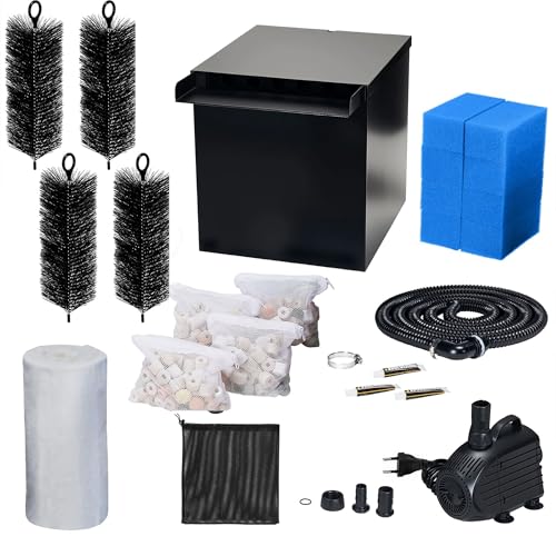Biling Wasserfall für Gartenteich mit Filterfunktion, Schwarze Edelstahl Wasserfälle Bachläufe Set mit 80W 4500L/H Teichpumpe, Teichfilter mit Wasserfall für Garten Wasserspiel Terrasse Biling Wasserfall für Gartenteich mit Filterfunktion, Schwarze Edelstahl Wasserfälle Bachläufe Set mit 80W 4500L/H Teichpumpe, Teichfilter mit Wasserfall für Garten Wasserspiel Terrasse von Biling