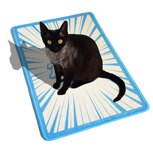 Katzenkratzbrett, 40 * 60cm Widerstandsfähig Katzenkratzbrett mit Klettverschlus für Schützt Teppiche und Sofas, Auch für Hunde Geeignet (Blau) von Billg