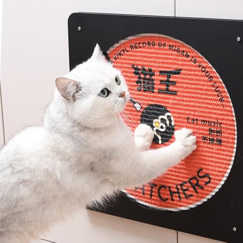 Kratzmatte Katze, Sisal Teppich Katzen für Katzen zur Krallenpflege, Widerstandsfähig Katzenmöbel Fußmatte für Katze Bäume Wand Möbel und Couch Schutz, 40 * 40cm, Musikalbumstil von Billg